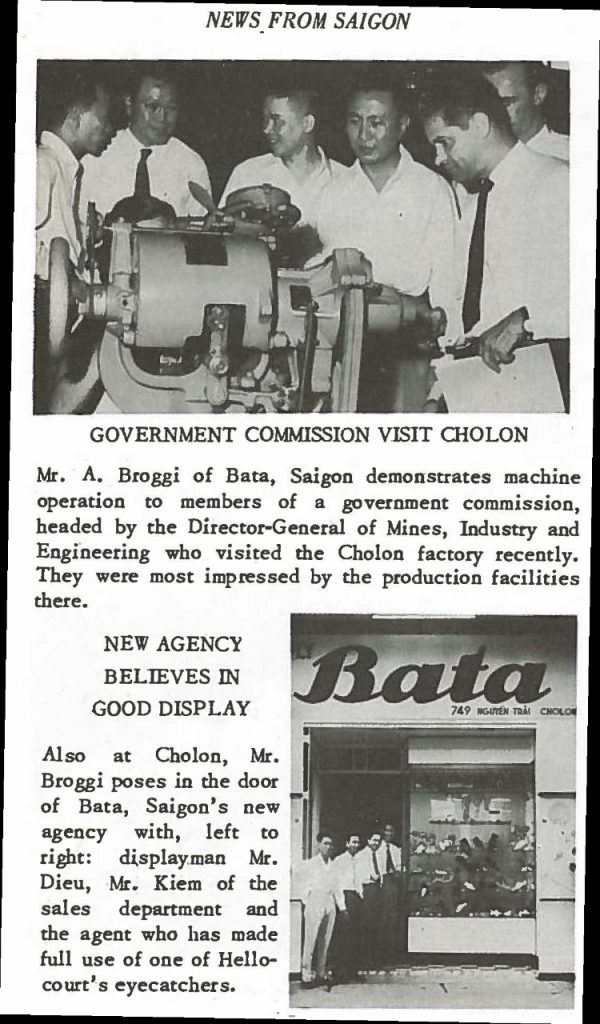 Ukázka strojního vybavení v Cholonu v novinách Baťovy organizace, 1959